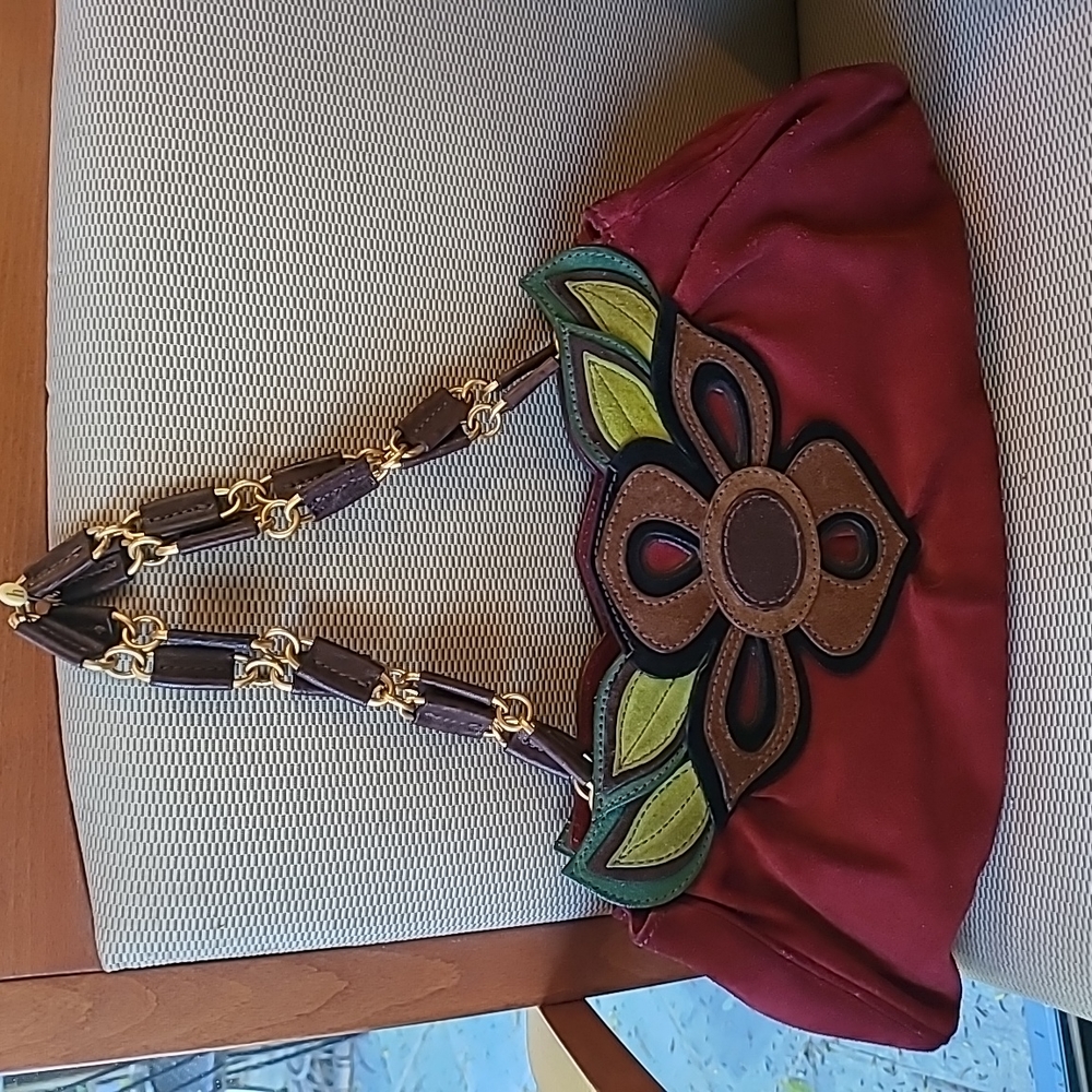 Miu Miu Suede Burgundy Flower Handbag Extremely Rare Vintage